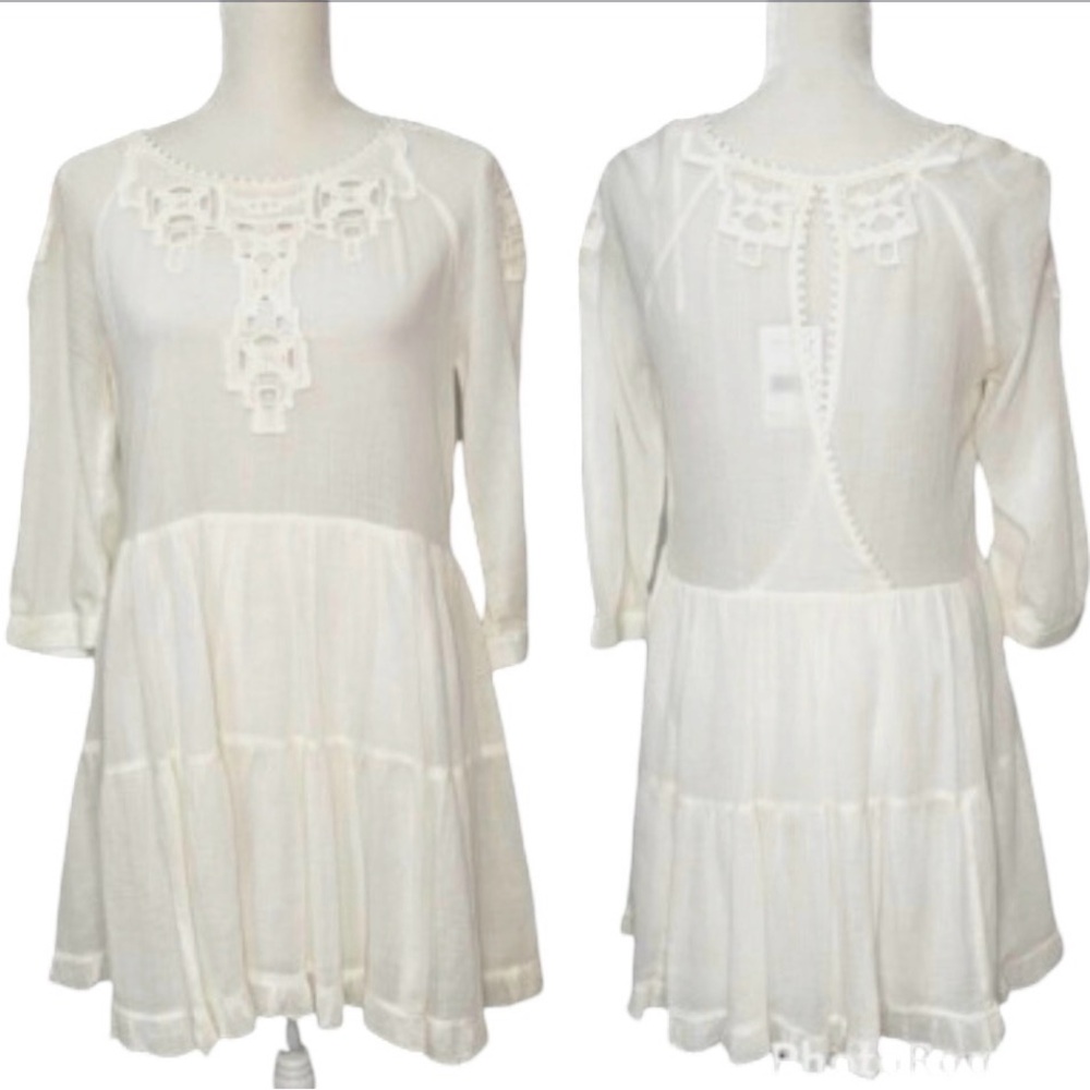 Free People Crochet Yoke Tiered Tunic